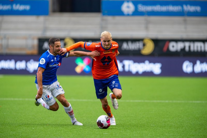 David Kristjan Olafsson var aktiv offensivt mot Ranheim, og leverte en strålende pasning langs kanten til Sigurd Haugen i forkant av scoringen. Kan hans presise fot skape trøbbel mot Strømmen? Foto: Srdan Mudrinic.