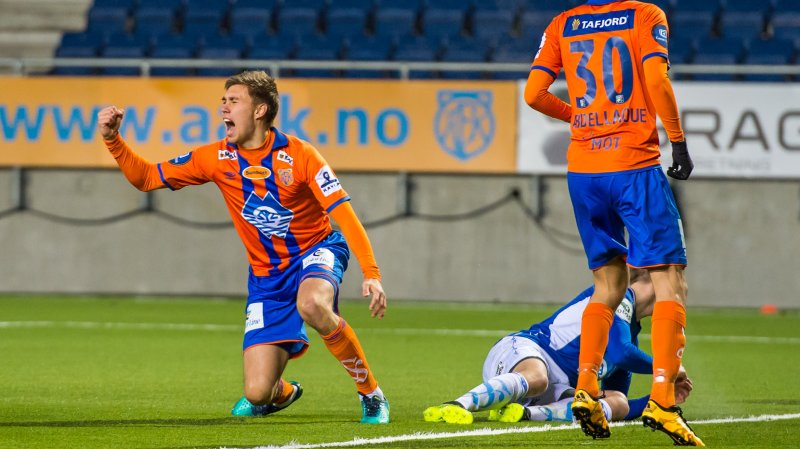 Grétarsson etter sitt første mål for sesongen. (Foto: Marius Simensen)