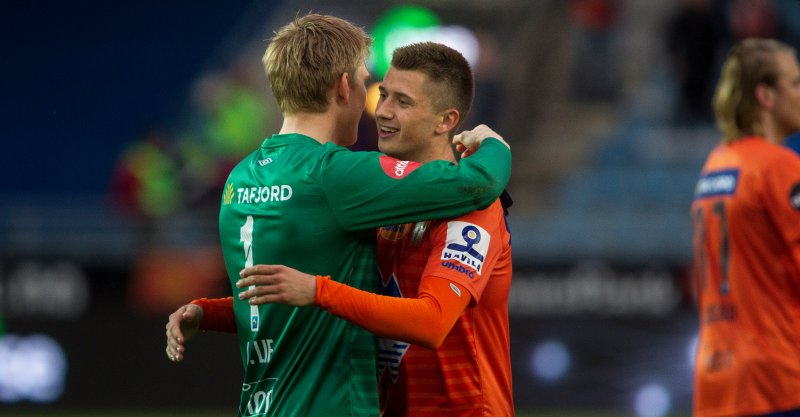 Vebjørn Hoff og Andreas Lie i Eliteseriekampen mot Viking i 2017. Foto: NTB Scanpix